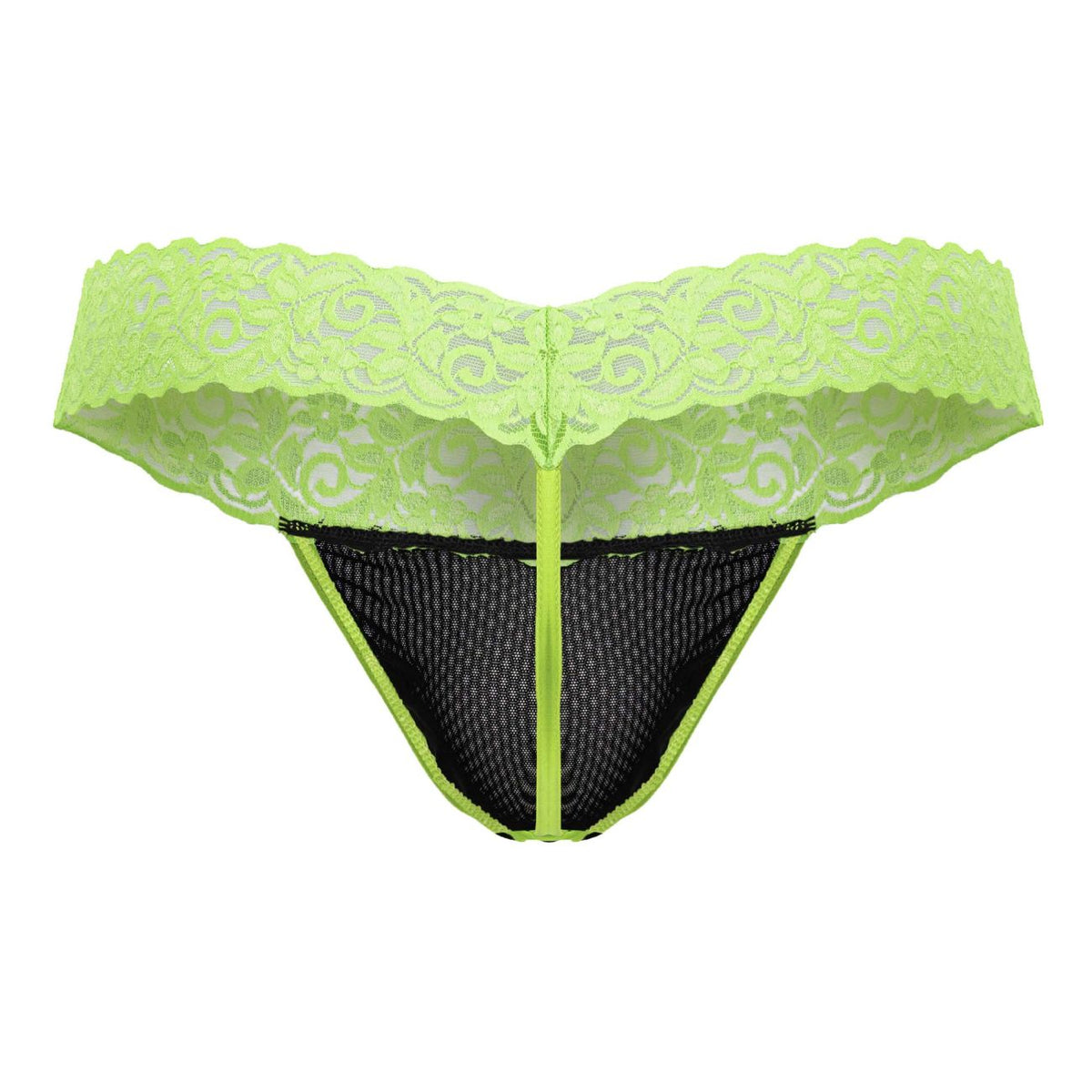 CandyMan Men's Underwear 99370 Lace Thongs Color Hot Green