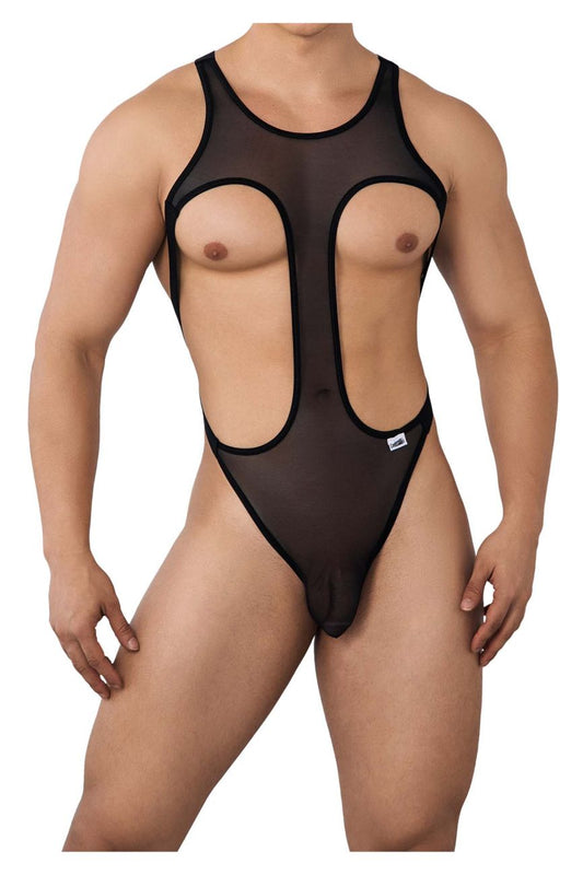 CandyMan Men's Underwear 99643 Mesh Bodysuit Color Black