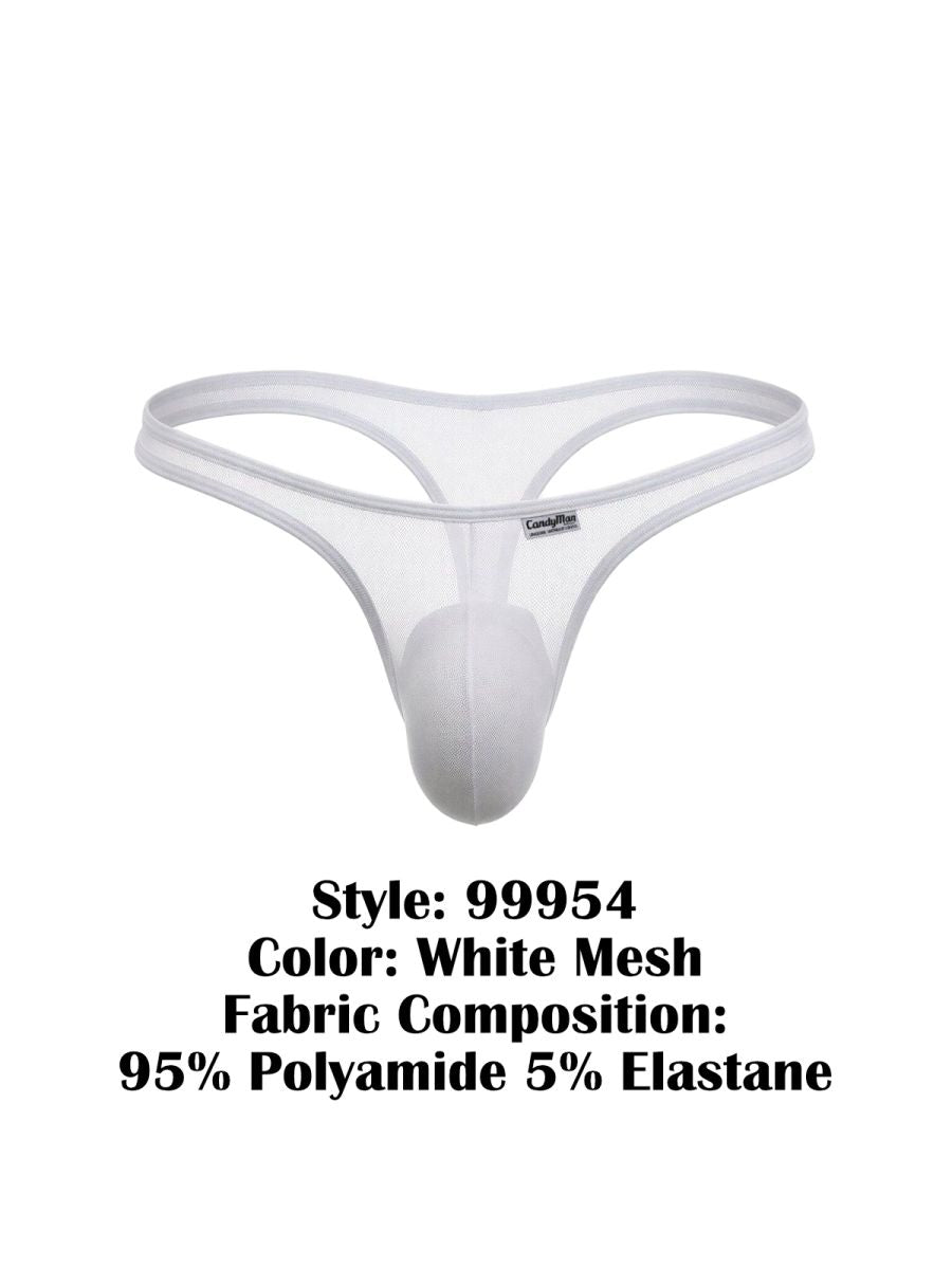 CandyMan Men's Underwear 99954 Thongs Color White Mesh