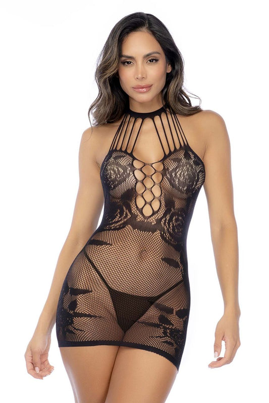 Mapale 1150 Rose Fishnet Chemise Black Color Black