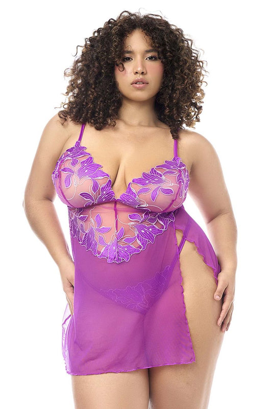 Mapale 7614X Babydoll with matching Panty Color Azalea