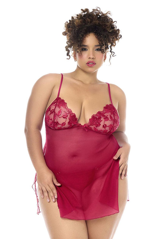 Mapale 7620X Babydoll with matching Panty Color Red