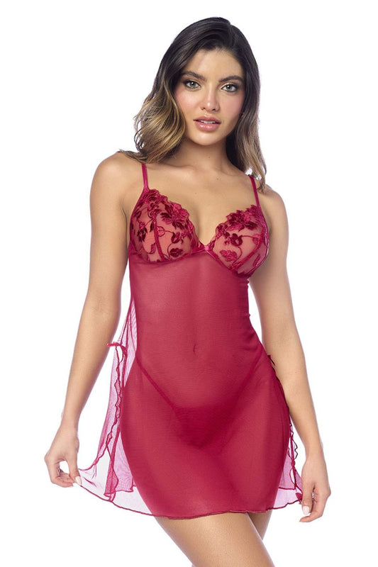 Mapale 7620 Babydoll with matching Panty Color Red