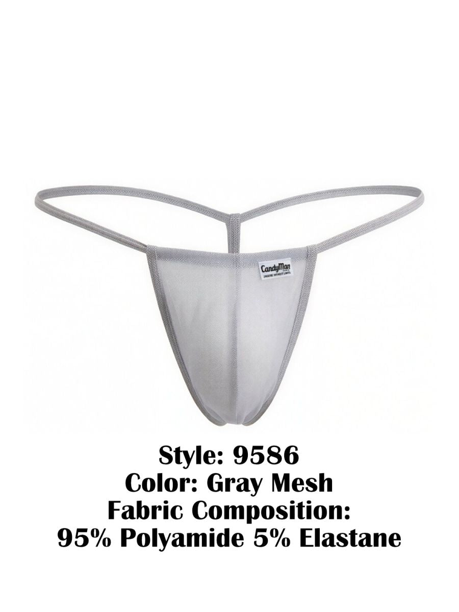 CandyMan 9586 G-String Color Gray Mesh