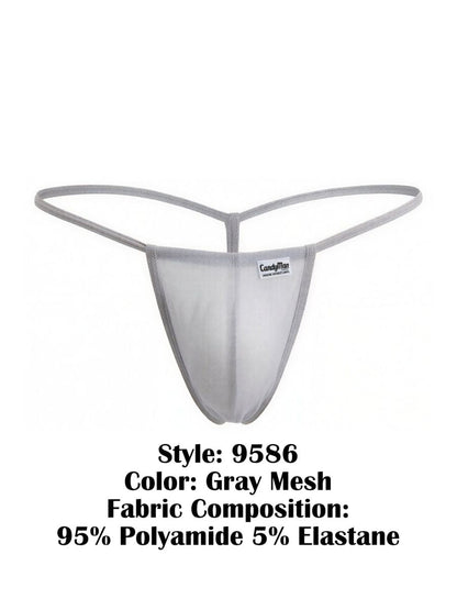 CandyMan 9586 G-String Color Gray Mesh