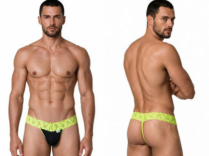CandyMan Men's Underwear 99370 Lace Thongs Color Hot Green