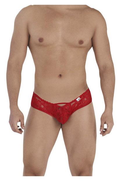 CandyMan 99535 Men's Underwear Bow & Lace Jockstrap Color Red