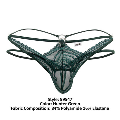 CandyMan Men's Underwear 99547 Double Thongs Color Hunter Green