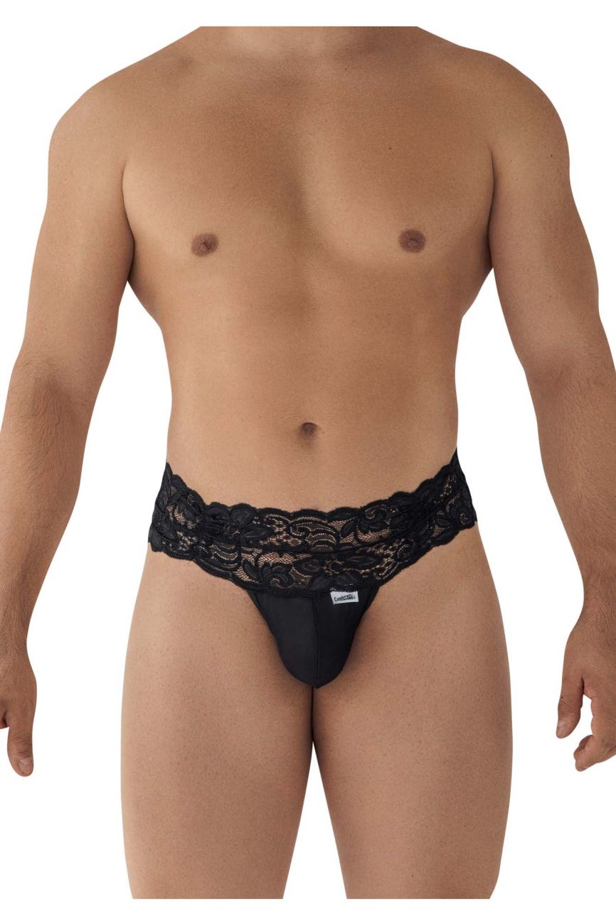 CandyMan 99595 Men's Underwear Lace Mesh Thongs Color Black