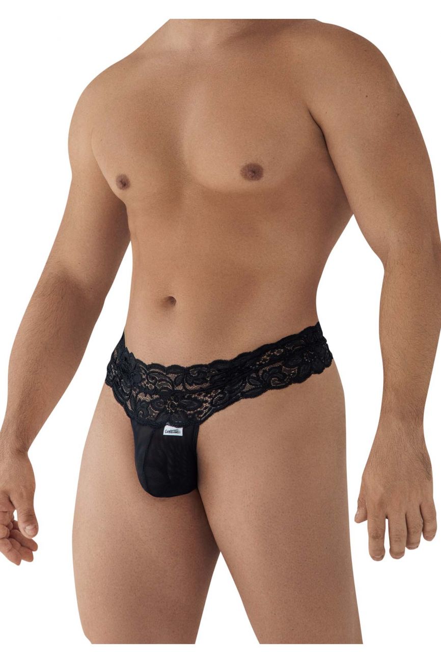 CandyMan 99595 Men's Underwear Lace Mesh Thongs Color Black