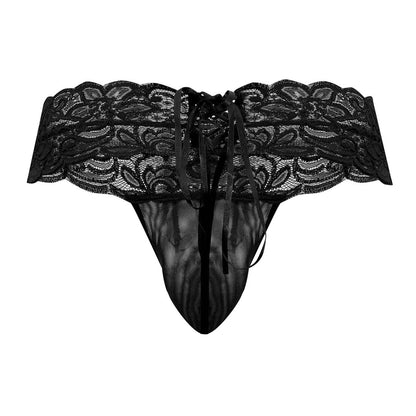 CandyMan 99595 Men's Underwear Lace Mesh Thongs Color Black