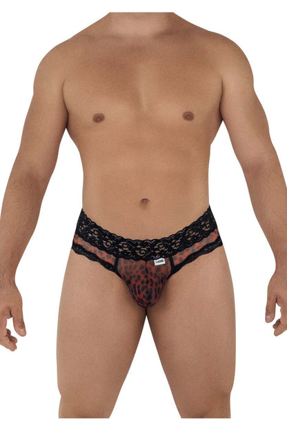 CandyMan Men's Underwear 99596 Mesh-Lace Thongs Color Leopard Print