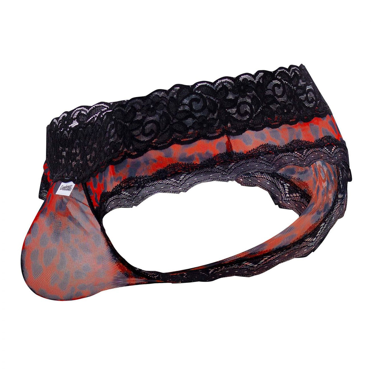CandyMan Men's Underwear 99596 Mesh-Lace Thongs Color Leopard Print