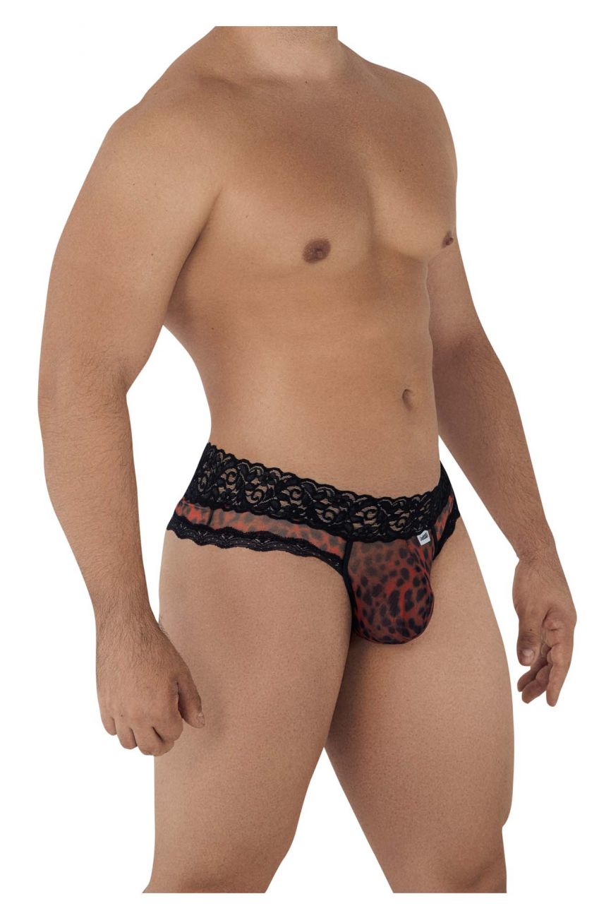 CandyMan Men's Underwear 99596 Mesh-Lace Thongs Color Leopard Print