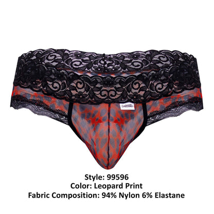 CandyMan Men's Underwear 99596 Mesh-Lace Thongs Color Leopard Print