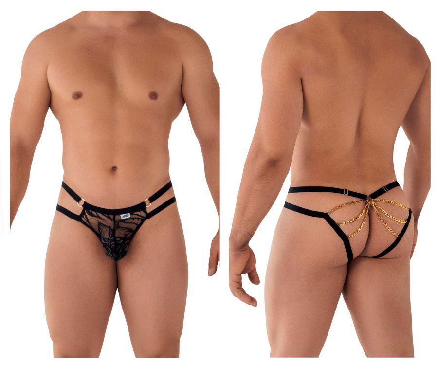 CandyMan Men's Underwear 99598 Lace and Chain Bikini Color Black