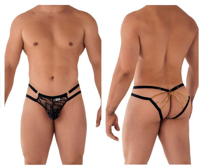 CandyMan Men's Underwear 99598 Lace and Chain Bikini Color Black