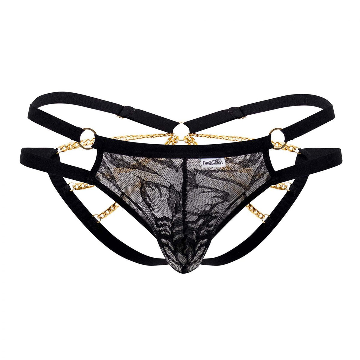 CandyMan Men's Underwear 99598 Lace and Chain Bikini Color Black