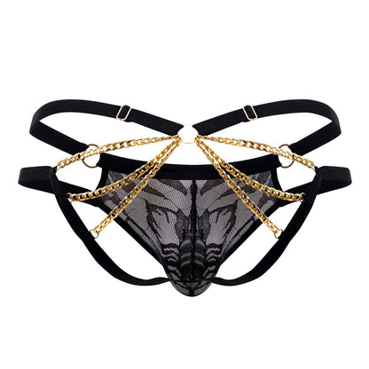 CandyMan Men's Underwear 99598 Lace and Chain Bikini Color Black