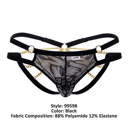 CandyMan Men's Underwear 99598 Lace and Chain Bikini Color Black