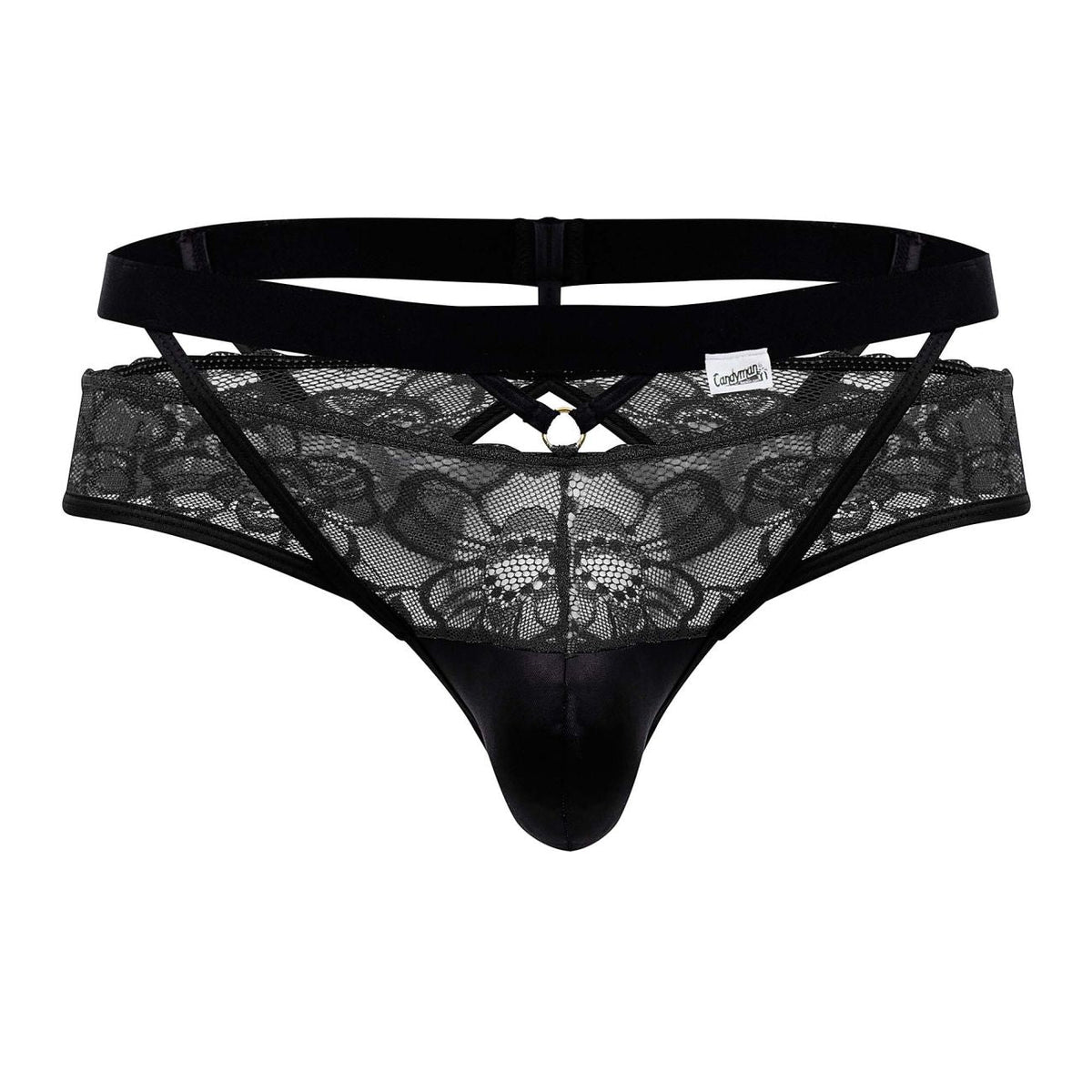 CandyMan Men's Underwear 99627 Lace Jockstrap Color Black
