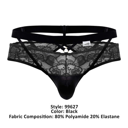 CandyMan Men's Underwear 99627 Lace Jockstrap Color Black