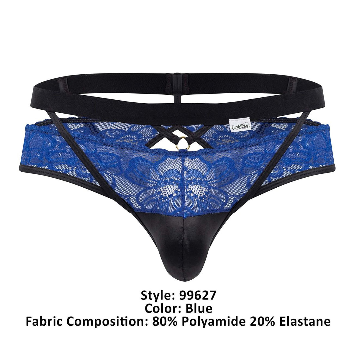 CandyMan Men's Underwear 99627 Lace Jockstrap Color Blue