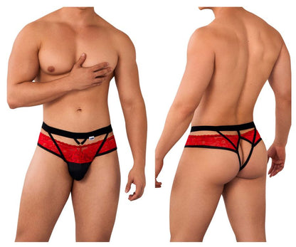 CandyMan Men's Underwear 99627 Lace Jockstrap Color Red