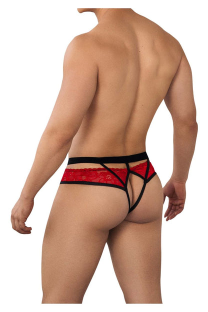 CandyMan Men's Underwear 99627 Lace Jockstrap Color Red
