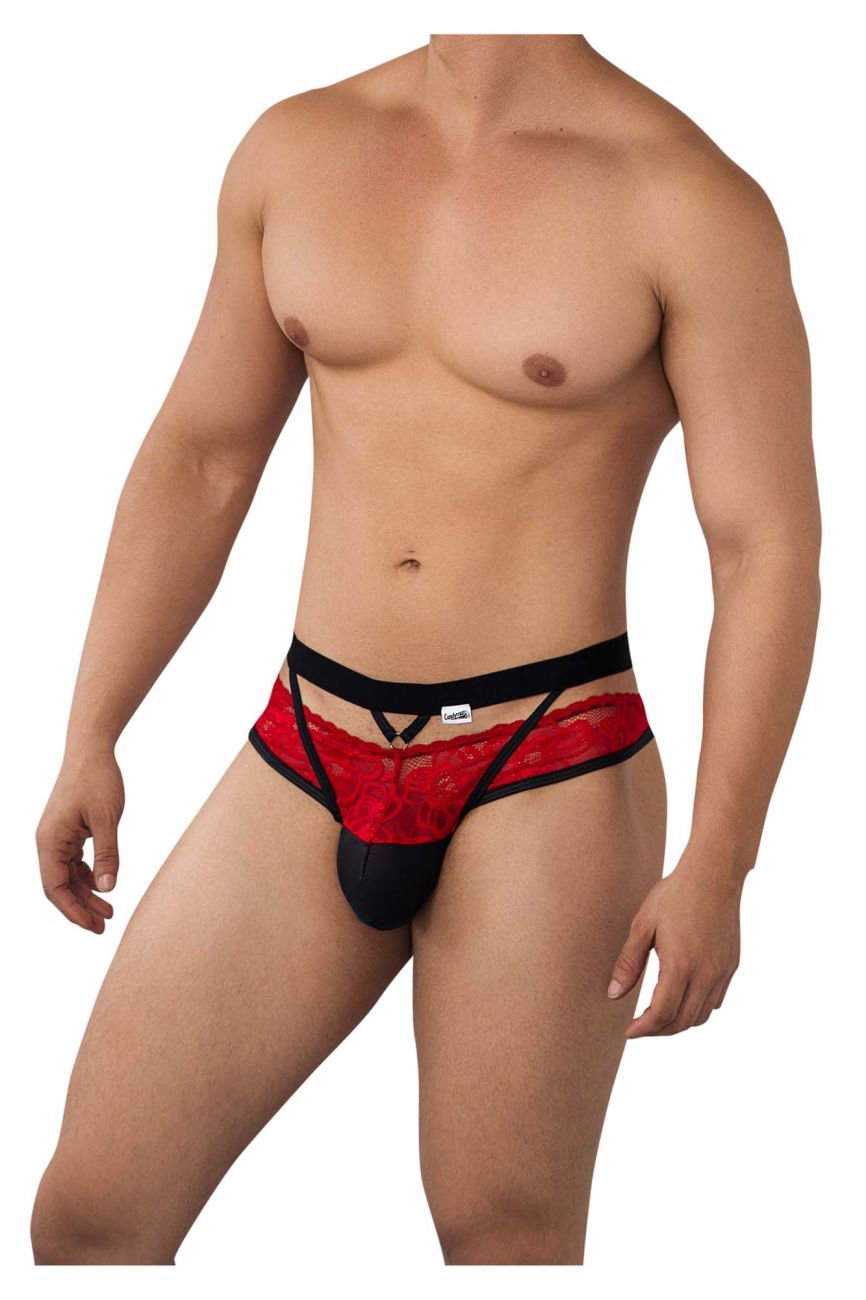 CandyMan Men's Underwear 99627 Lace Jockstrap Color Red