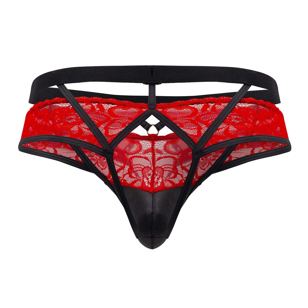 CandyMan Men's Underwear 99627 Lace Jockstrap Color Red