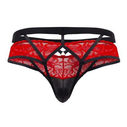 CandyMan Men's Underwear 99627 Lace Jockstrap Color Red