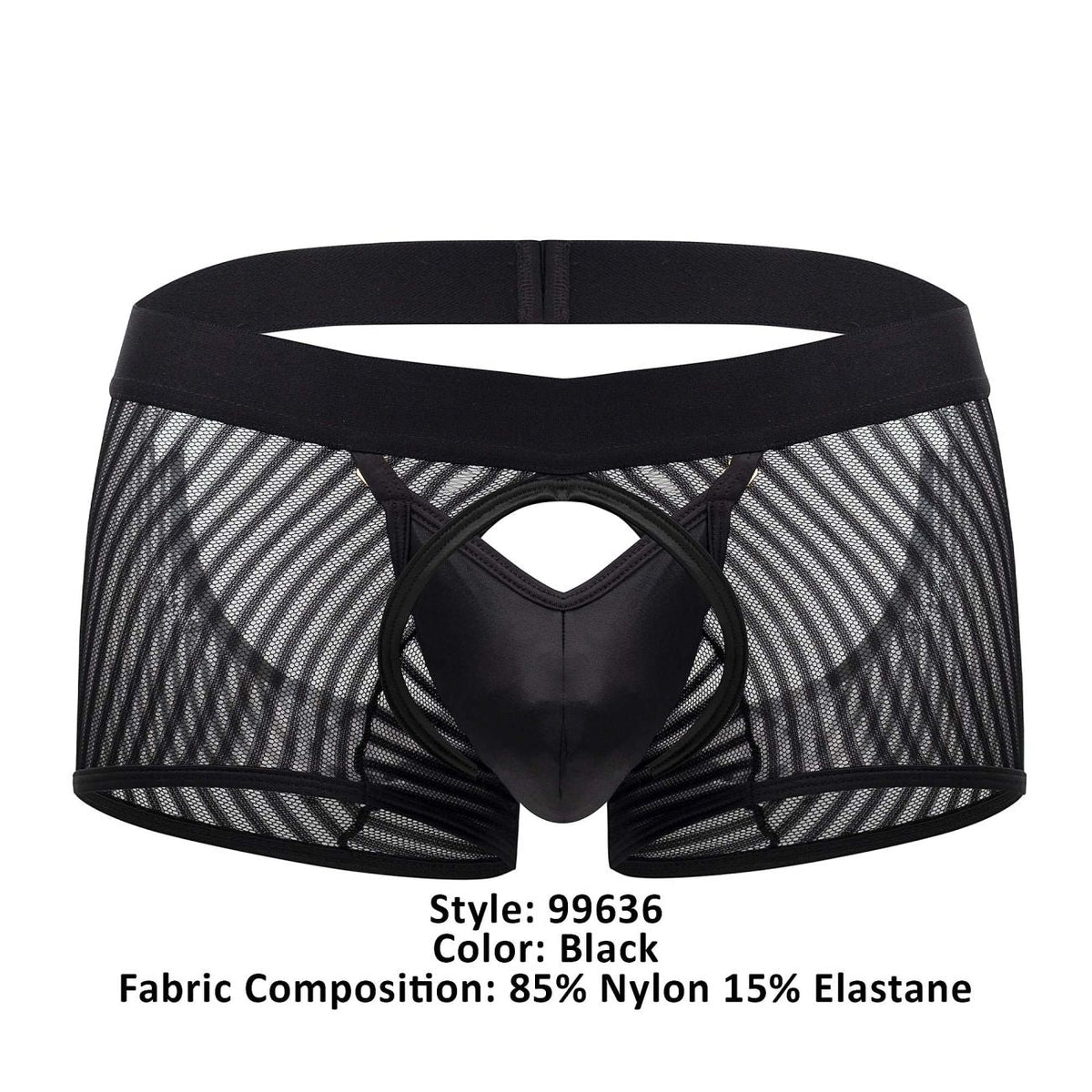 CandyMan Men's Underwear 99636 Mesh Trunks Color Black