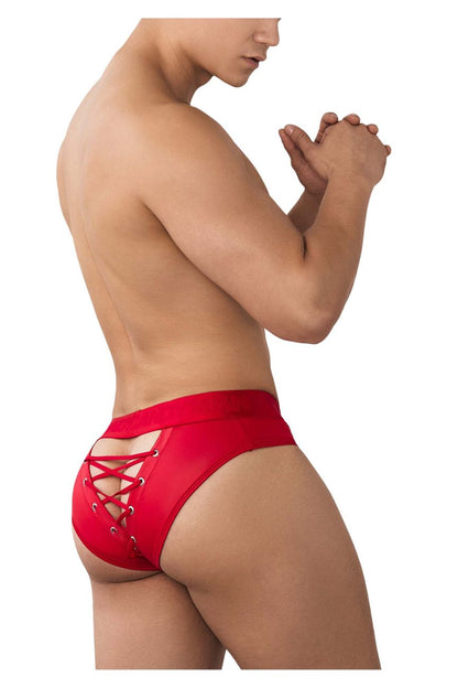 CandyMan Men's Underwear 99641 Shorty Briefs Color Red