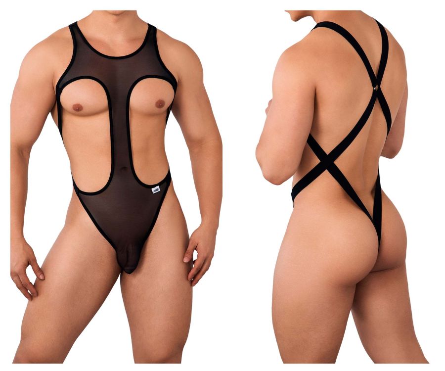 CandyMan Men's Underwear 99643 Mesh Bodysuit Color Black