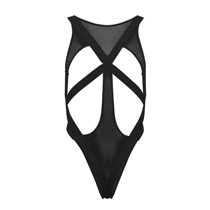 CandyMan Men's Underwear 99643 Mesh Bodysuit Color Black
