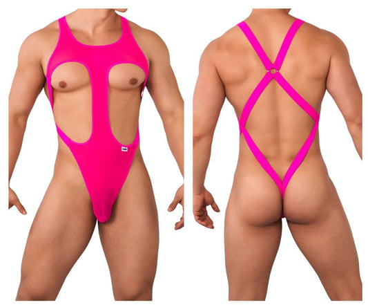 CandyMan Men's Underwear 99643 Mesh Bodysuit Color Hot Pink