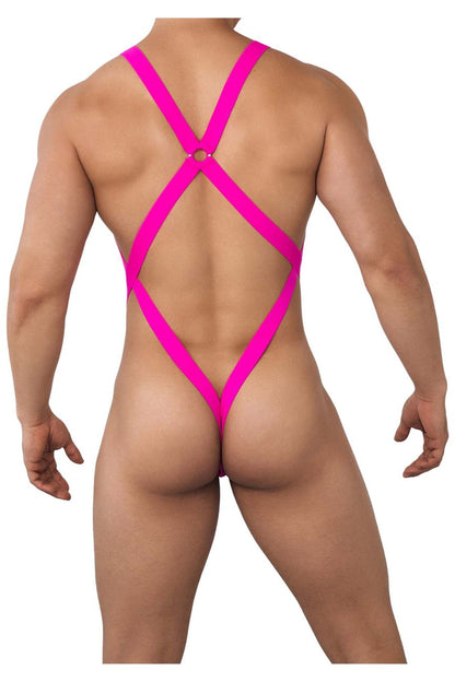 CandyMan Men's Underwear 99643 Mesh Bodysuit Color Hot Pink