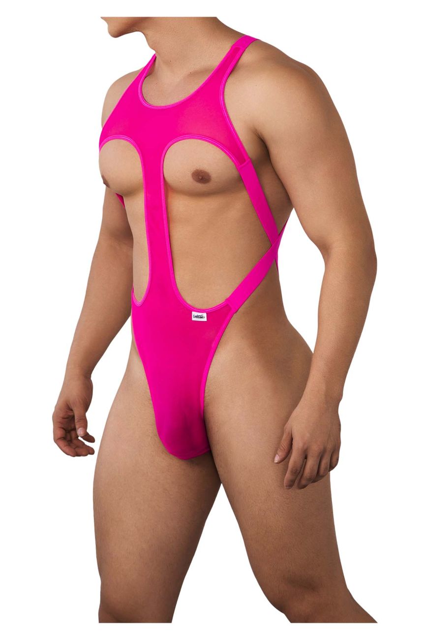 CandyMan Men's Underwear 99643 Mesh Bodysuit Color Hot Pink