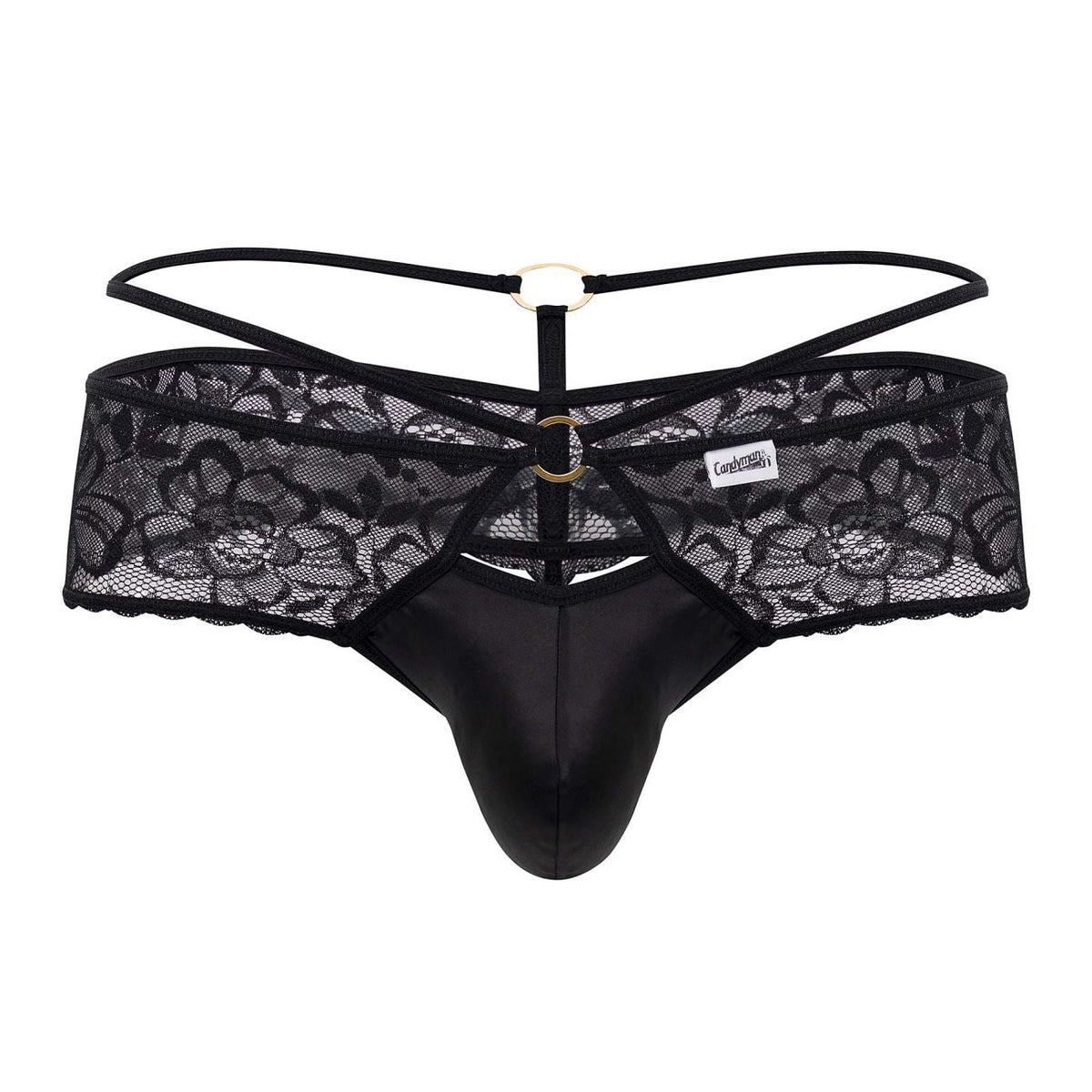 CandyMan Men's Underwear 99647 Lace Thongs Color Black