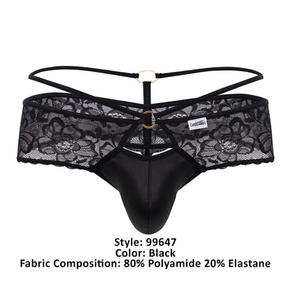 CandyMan Men's Underwear 99647 Lace Thongs Color Black