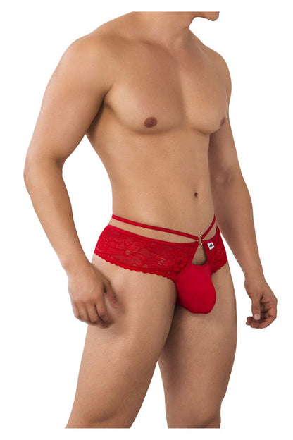 CandyMan Men's Underwear 99647 Lace Thongs Color Red