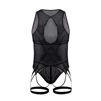CandyMan Men's Underwear 99650 Mesh Bodysuit Color Black