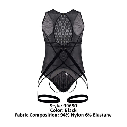 CandyMan Men's Underwear 99650 Mesh Bodysuit Color Black