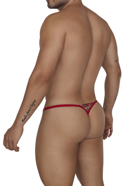 CandyMan Men's Underwear 99685 Lace Thongs Color Red-Print