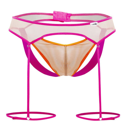 CandyMan Men's Underwear 99687 Garter Jock Two Piece Set Color Beige-Neon