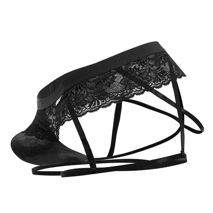 CandyMan Men's Underwear 99717 Lace Garther Jockstrap Color Black