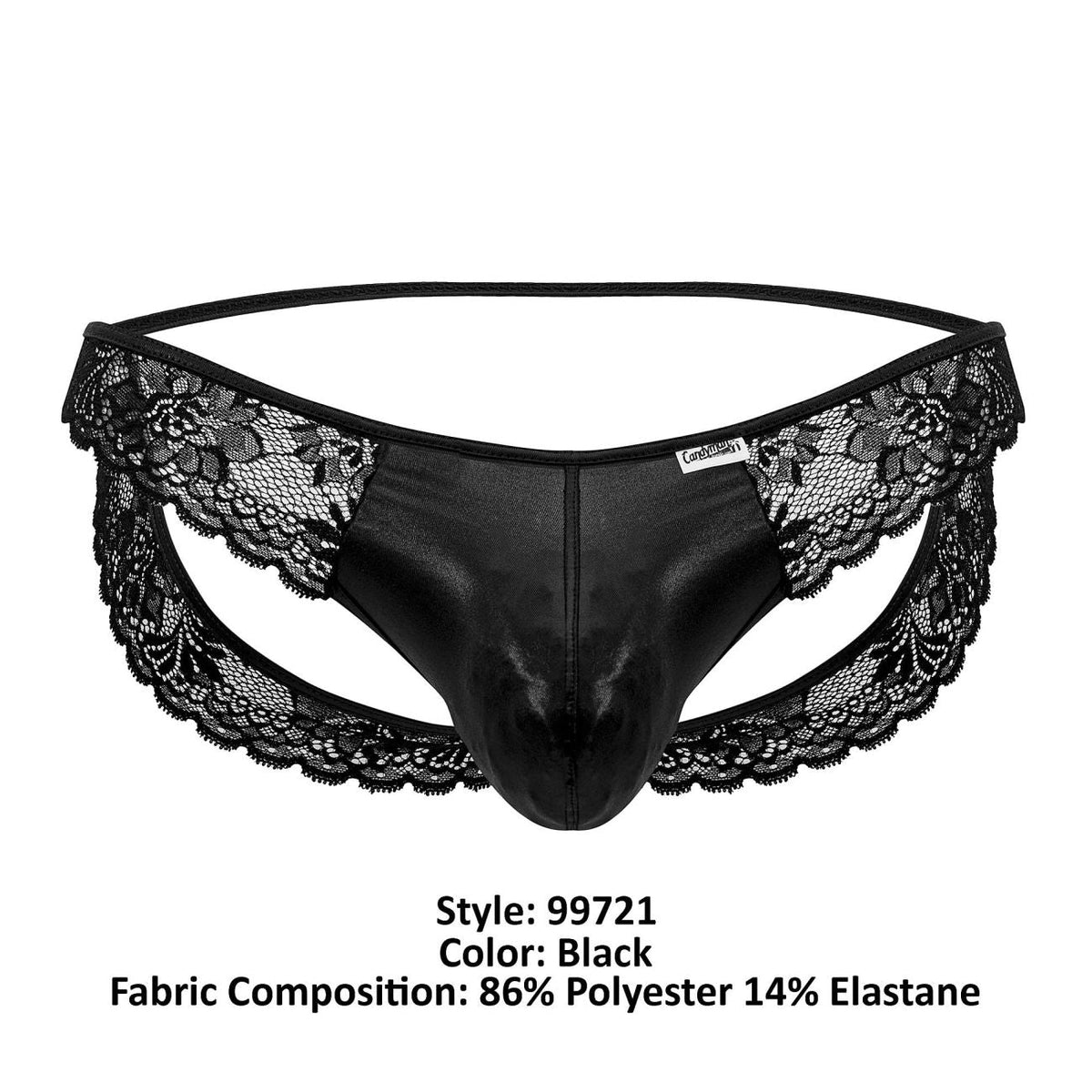 CandyMan Men's Underwear 99721 Lace Jockstrap Color Black