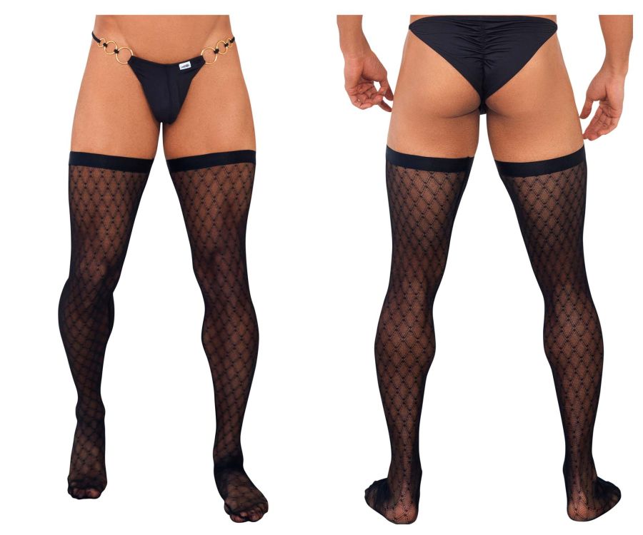 CandyMan Men's Underwear 99735 Mesh Thigh Highs Color Black
