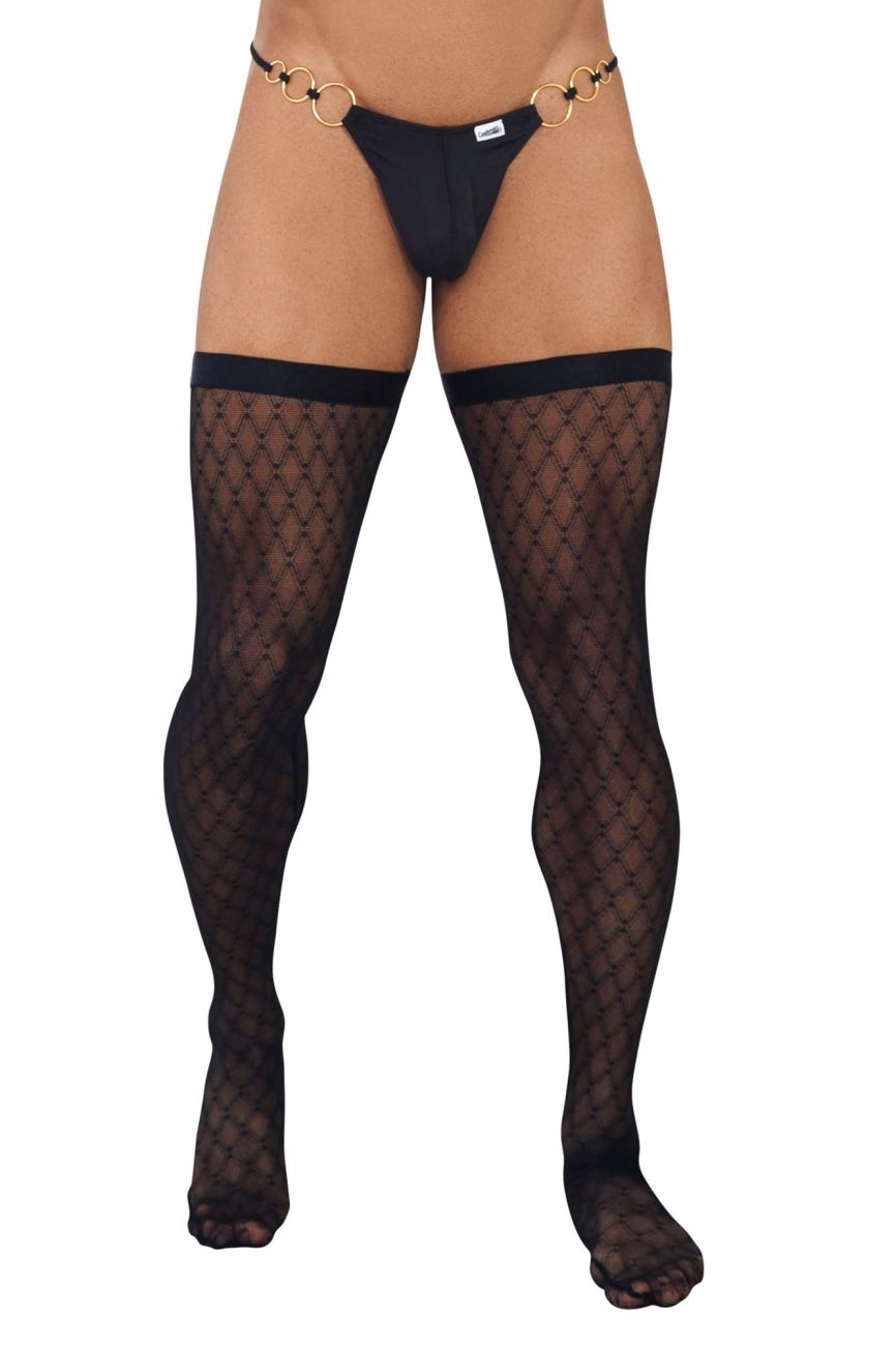 CandyMan Men's Underwear 99735 Mesh Thigh Highs Color Black